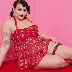 3x Dolls Kill Betty Boop Real Dollface Mesh Chemise Panty Set